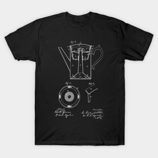 Coffee Pot Vintage Patent Hand Drawing T-Shirt